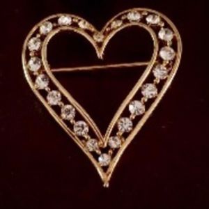 VINTAGE •MJENI Rhinestone Heart Brooch